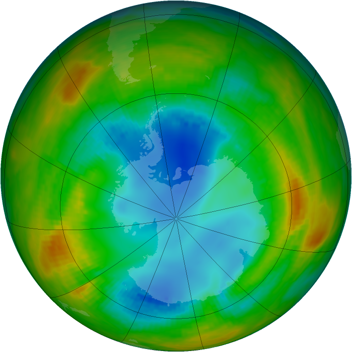 Antarctic ozone map for 07 August 1984